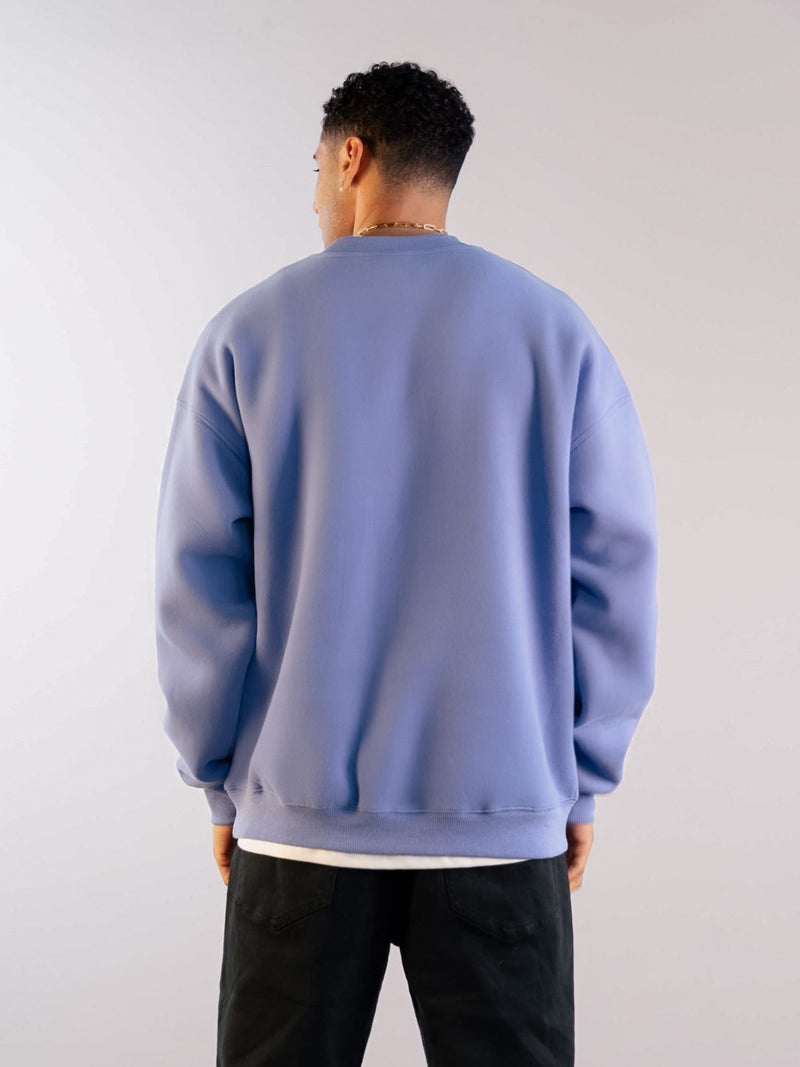 Label Relaxed Sweater - Lilac Blue