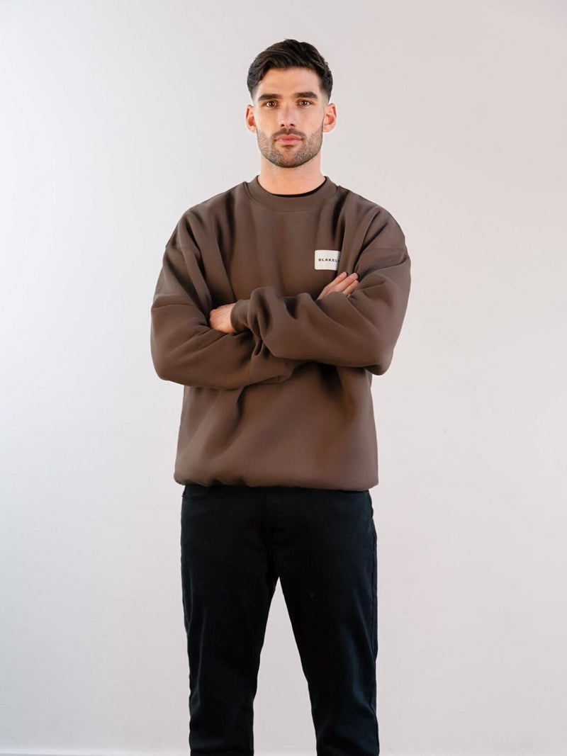 Label Relaxed Sweater - Slate Brown