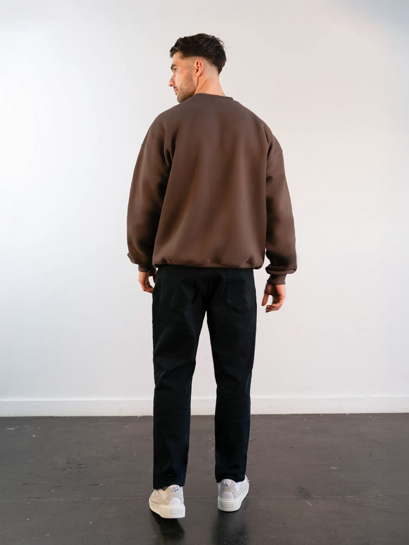 Label Relaxed Sweater - Slate Brown