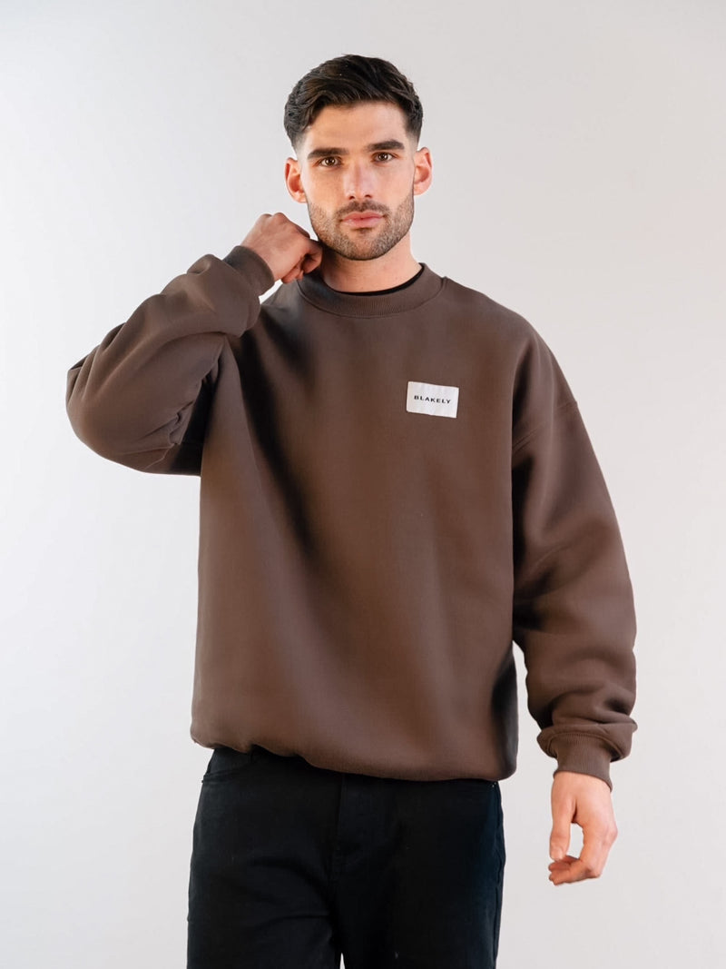 Label Relaxed Sweater - Slate Brown