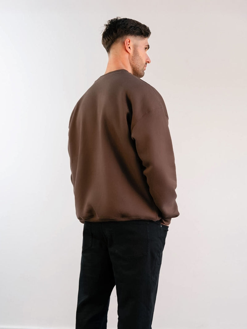 Label Relaxed Sweater - Slate Brown