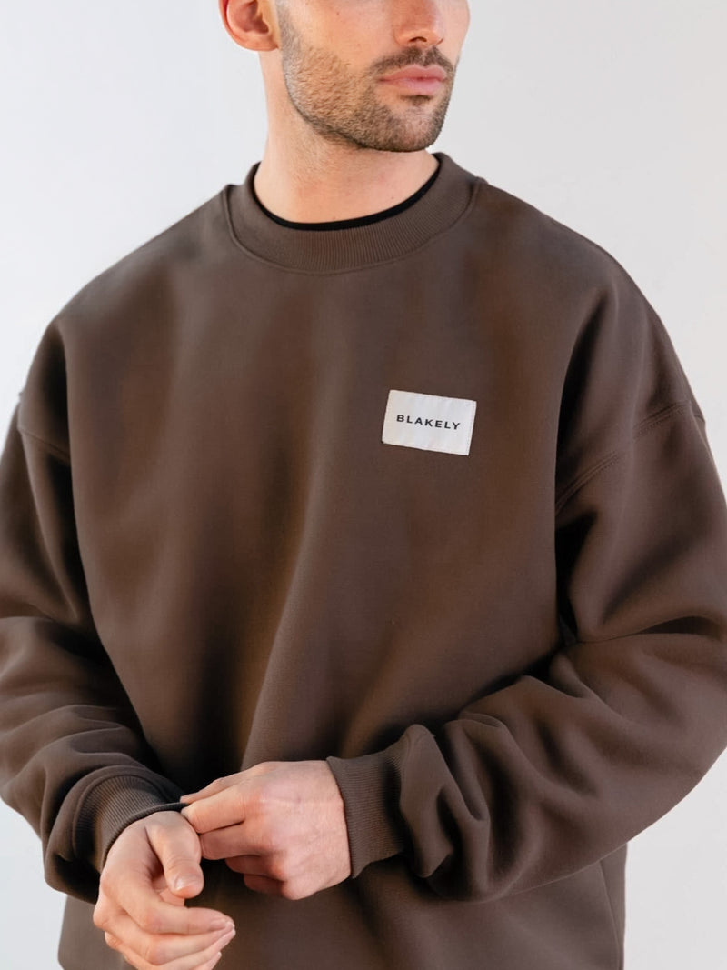 Label Relaxed Sweater - Slate Brown