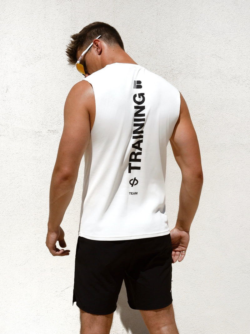 Apex Linear Sleeveless Tee - White