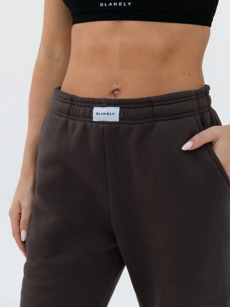 Label Sweatpants - Slate Brown