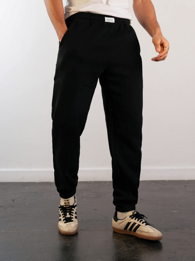 Label Relaxed Sweatpants - Black