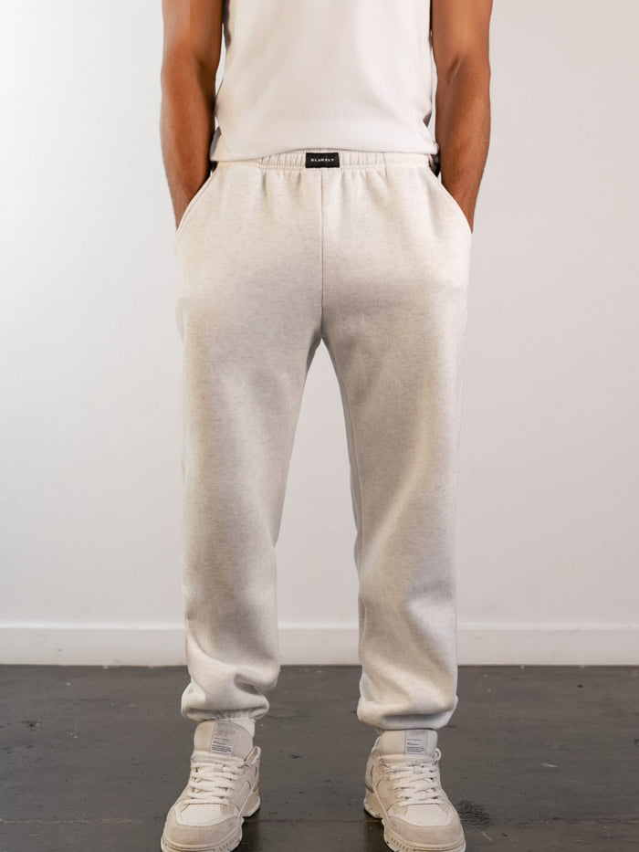 Label Relaxed Sweatpants - Marl White