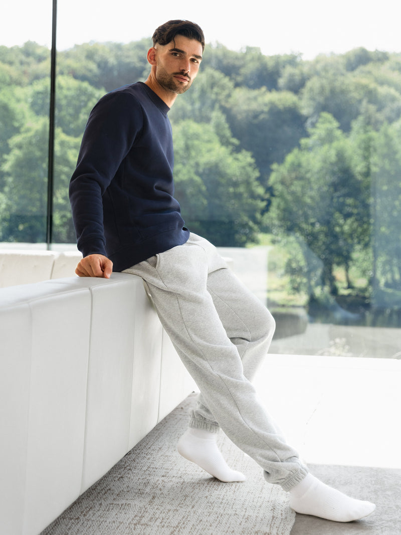 Blakely Basic Relaxed Cuffed Sweatpants - Marl Grey
