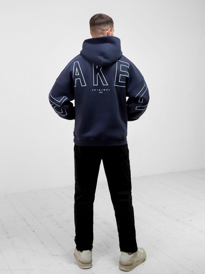 Embroidered Idris Oversized Hoodie - Blue