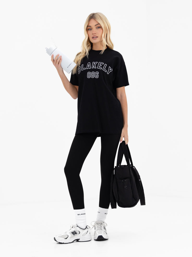 Alexis Chain Stitch Oversized T-Shirt - Black