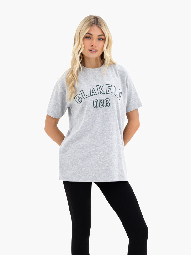 Alexis Chain Stitch Oversized T-Shirt - Marl Grey