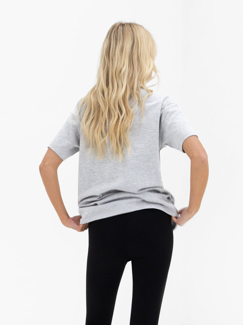 Alexis Chain Stitch Oversized T-Shirt - Marl Grey