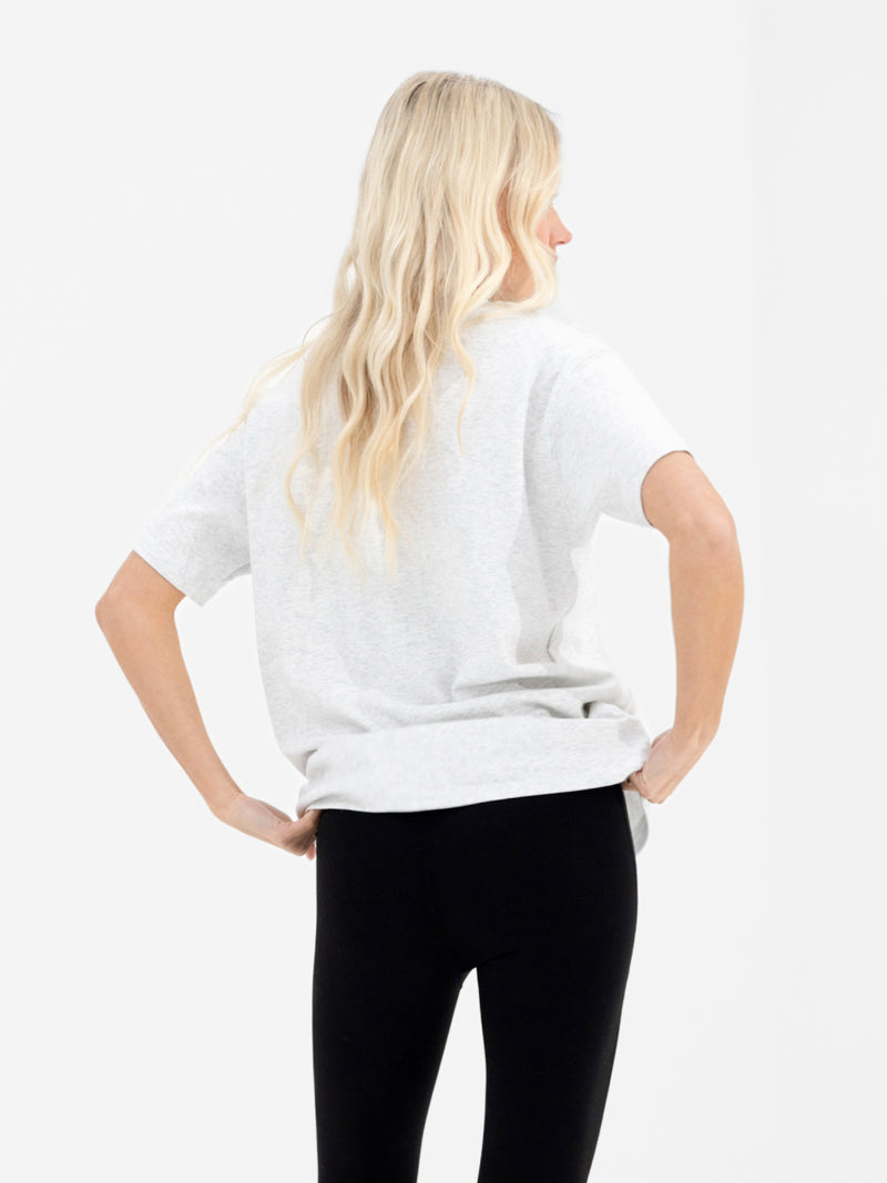 Alexis Chain Stitch Oversized T-Shirt - Marl White