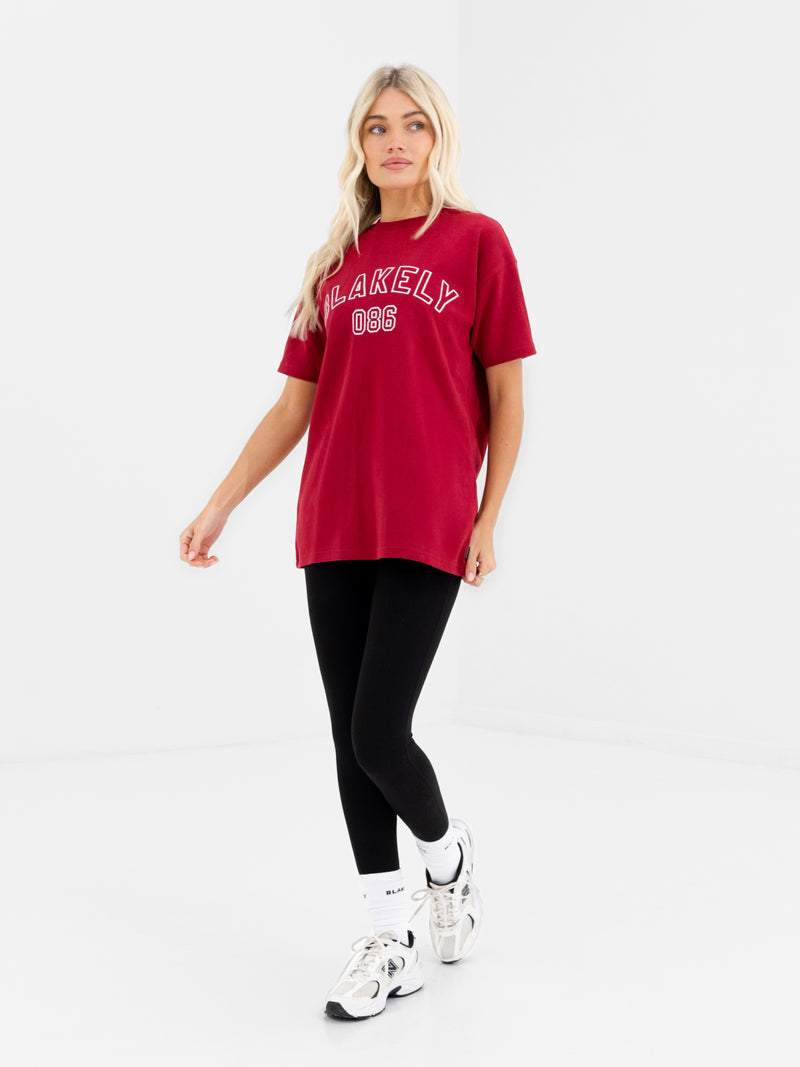 Alexis Chain Stitch Oversized T-Shirt - Cherry Red