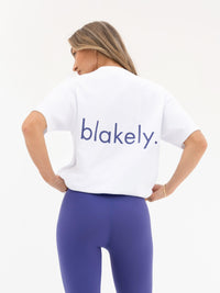 Thea Oversized T-Shirt - White & Bold Purple