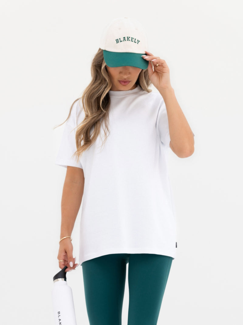 Thea Oversized T-Shirt - White & Deep Green