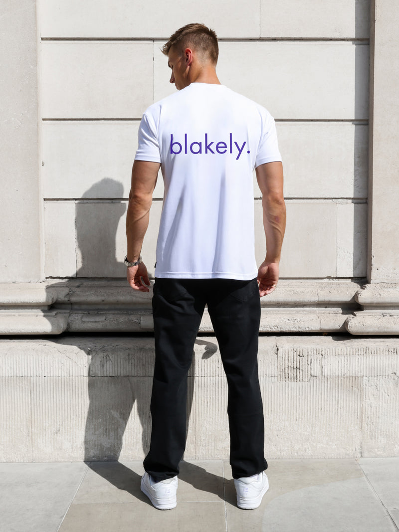 Enzo Relaxed T-Shirt - White & Bold Purple