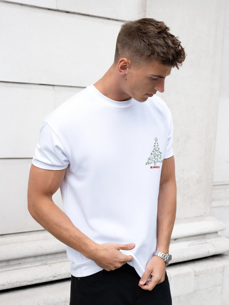 Relaxed Christmas Print T-Shirt - White