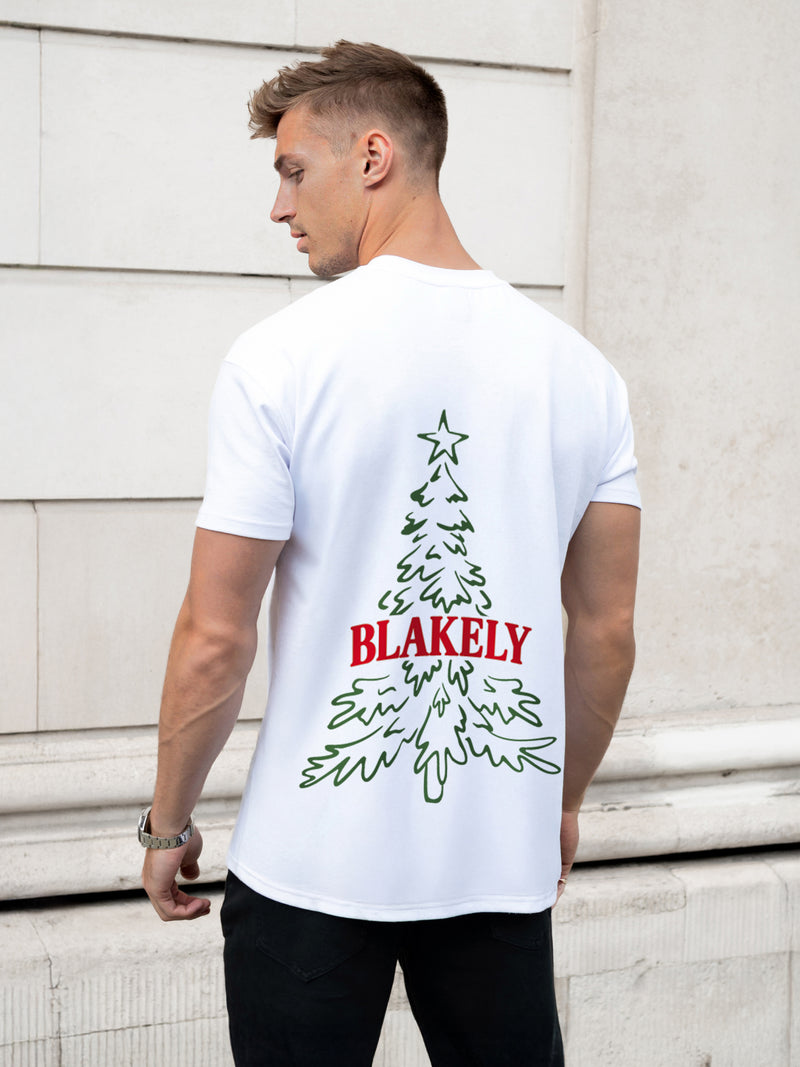 Relaxed Christmas Print T-Shirt - White