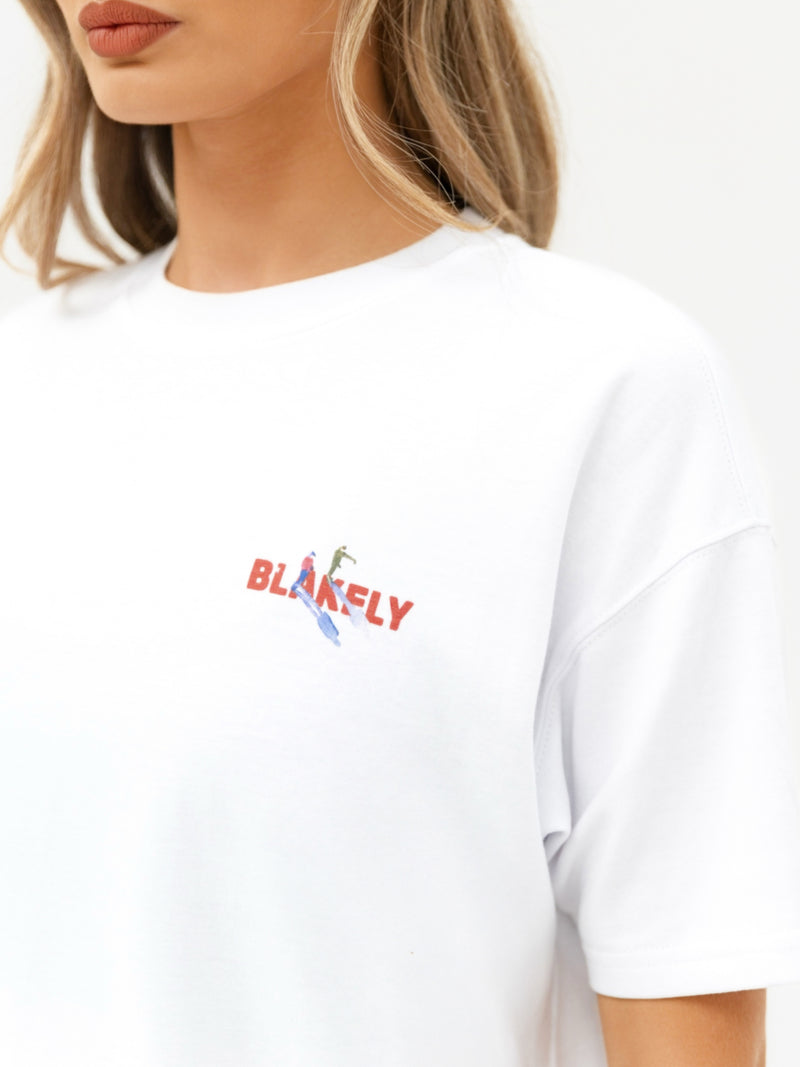 Ski Print Oversized T-Shirt - White