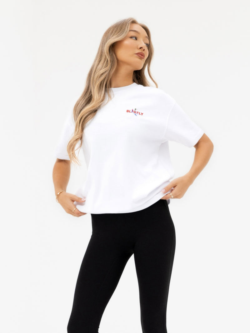 Ski Print Oversized T-Shirt - White