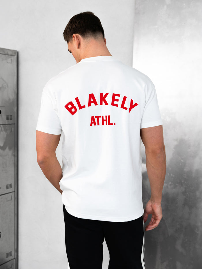 Zayd Relaxed T-Shirt - Flat White & Red