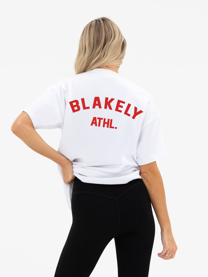 Immani Oversized T-Shirt - Flat White & Cherry Red