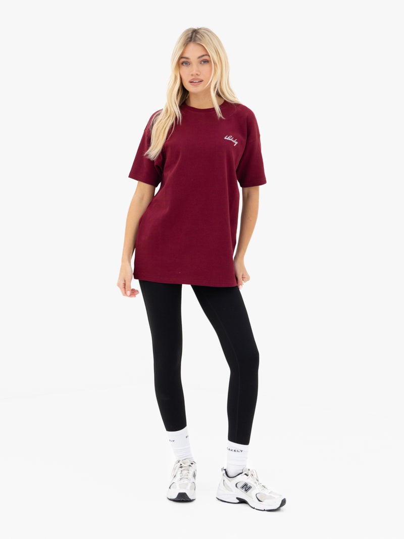 Mindy Oversized T-Shirt - Burgundy