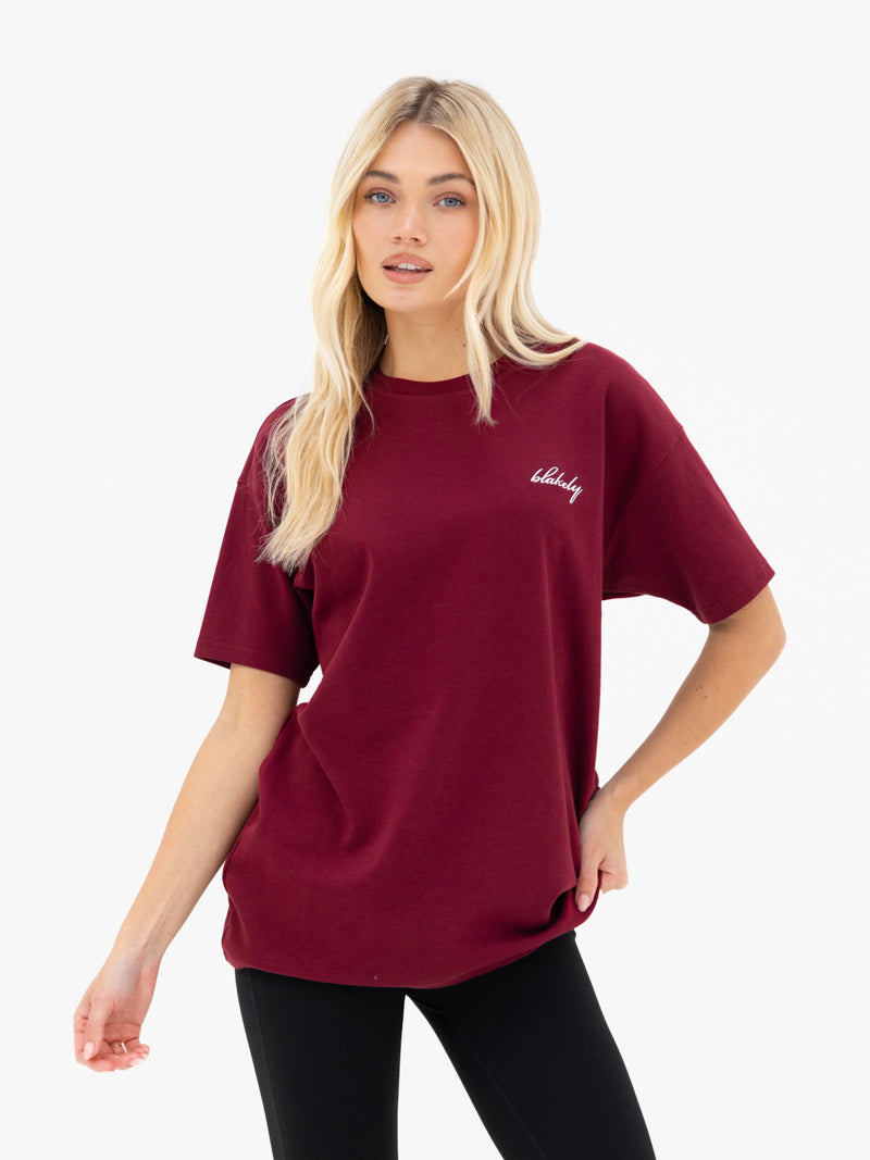 Mindy Oversized T-Shirt - Burgundy