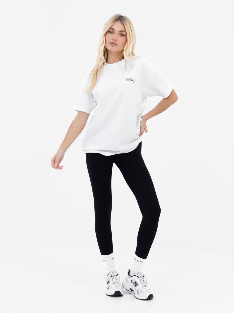 Mindy Oversized T-Shirt - White & Burgundy