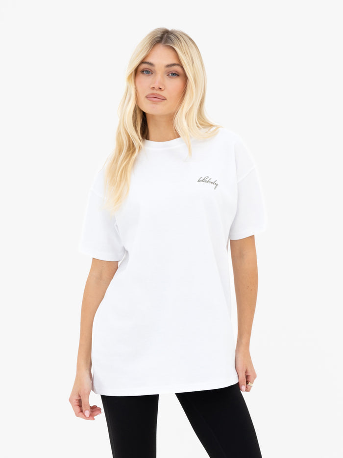 Mindy Oversized T-Shirt - White & Warm Olive