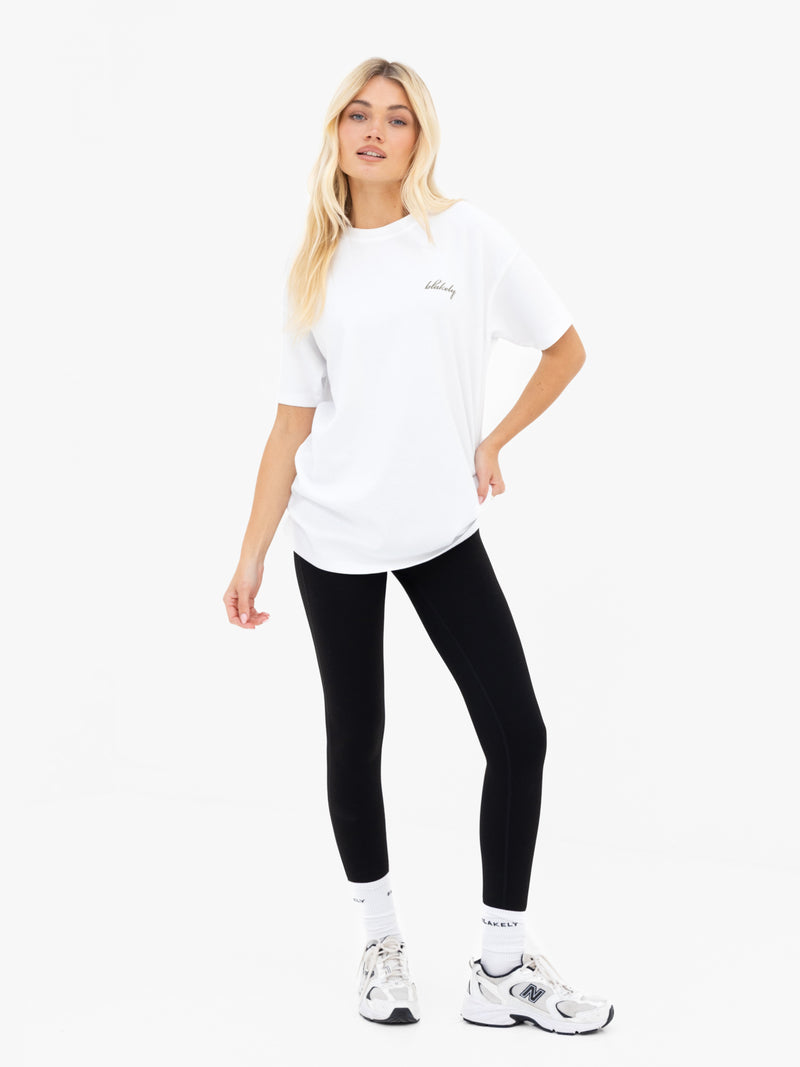 Mindy Oversized T-Shirt - White & Warm Olive