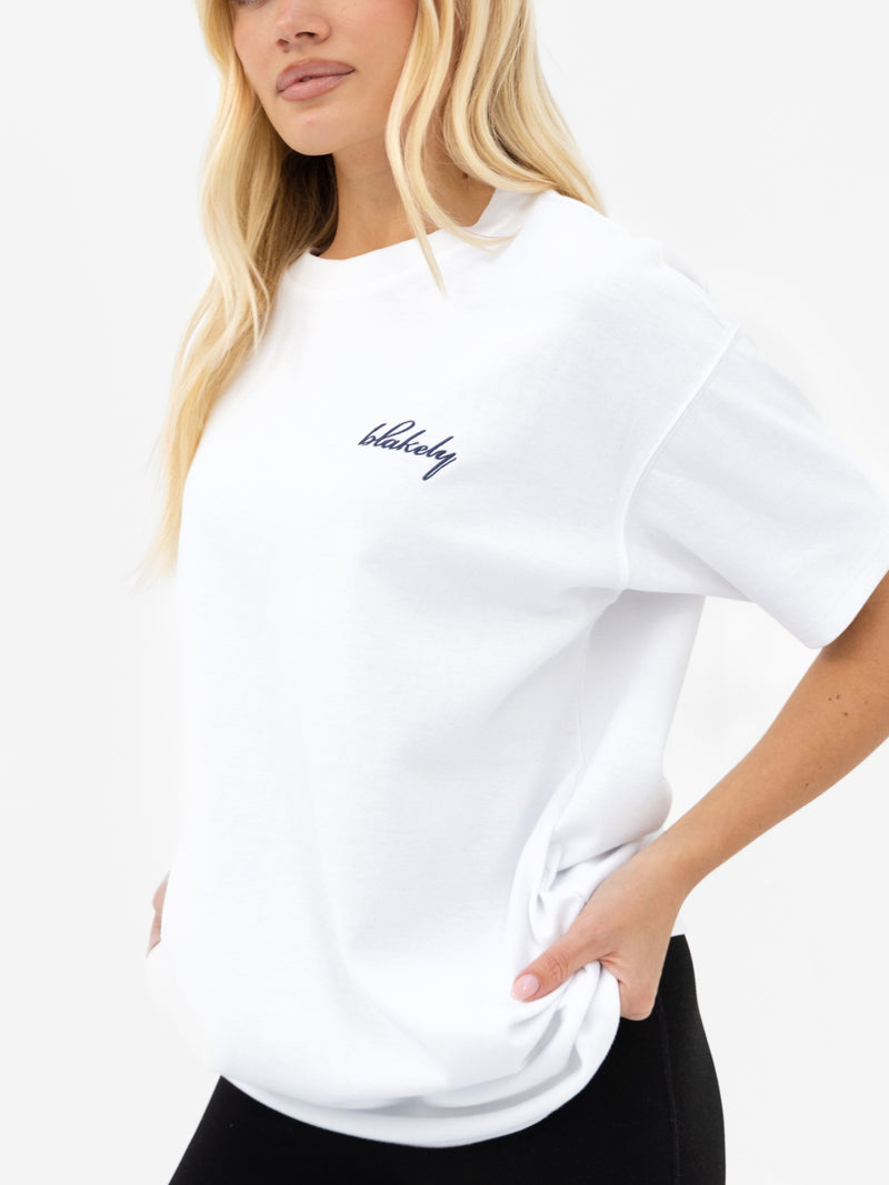 Mindy Oversized T-Shirt - White & Soft Navy