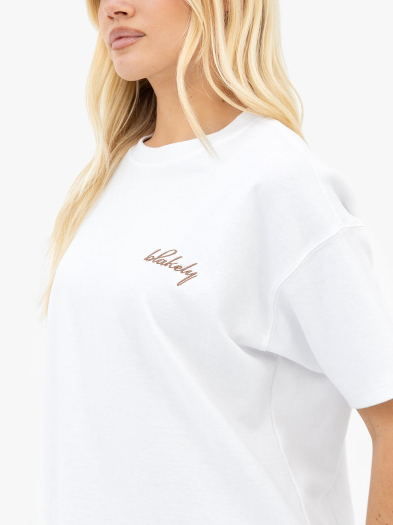 Mindy Oversized T-Shirt - White & Tan
