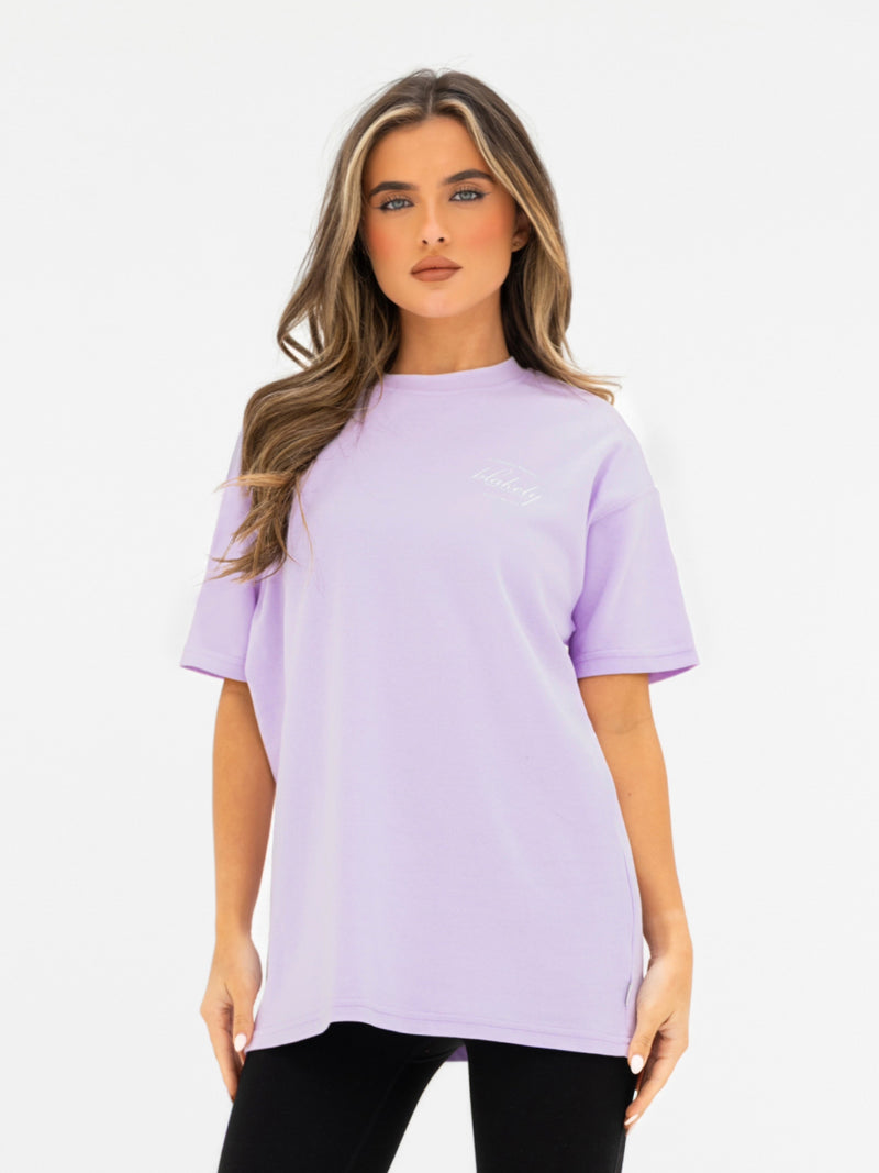 Georgia Oversized Script T-Shirt - Lilac