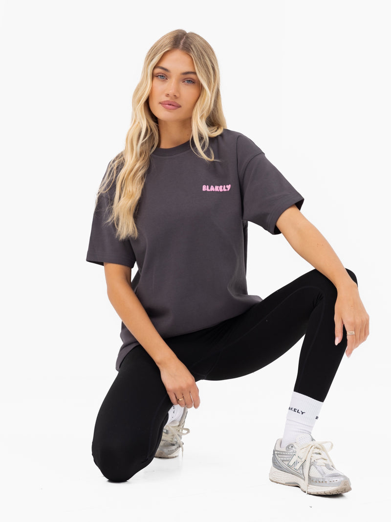 Cloud Print Oversized T-Shirt - Graphite