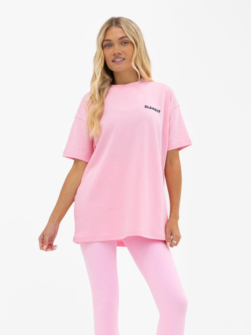 Cloud Print Oversized T-Shirt - Powder Pink