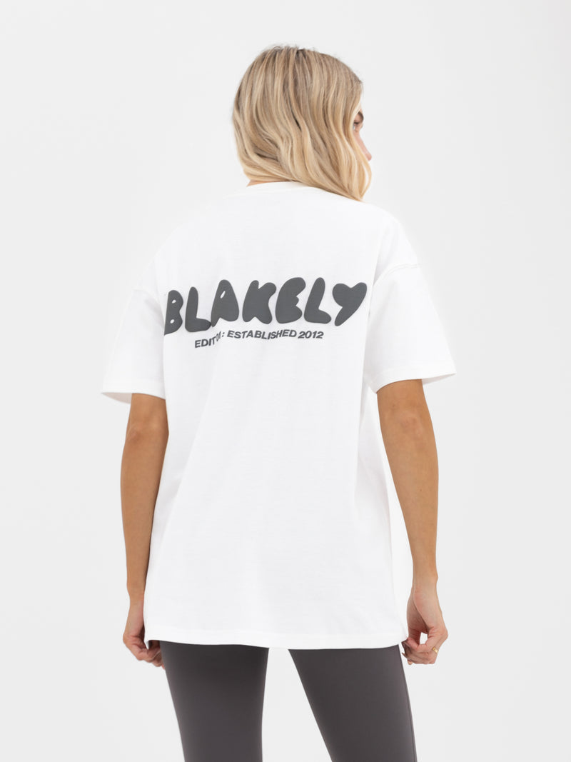 Cloud Print Oversized T-Shirt - Flat White & Graphite