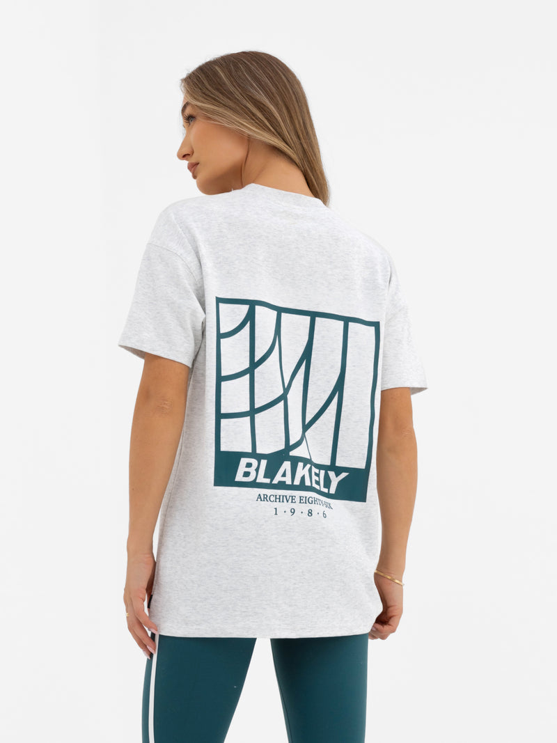 Jodi Oversized T-Shirt - Marl Grey & Teal Green
