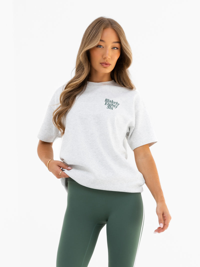 Romi Oversized T-Shirt - Marl Grey & Vintage Green