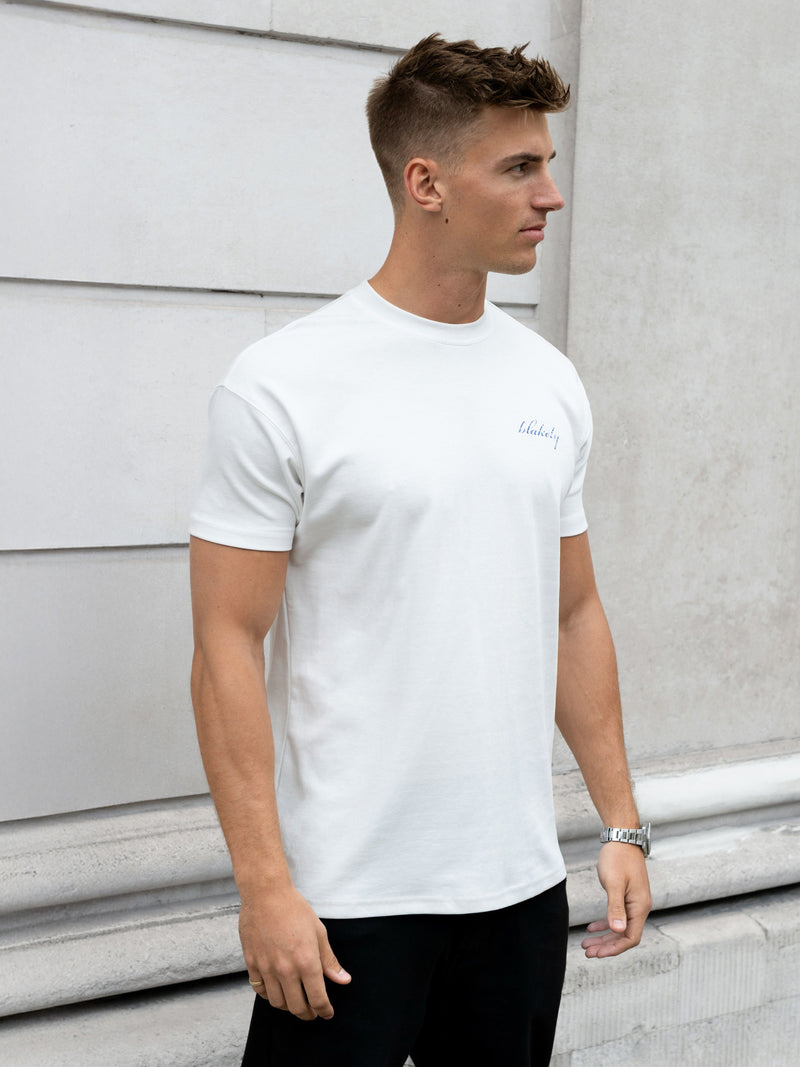Sonny Relaxed T-Shirt - White & Bright Blue