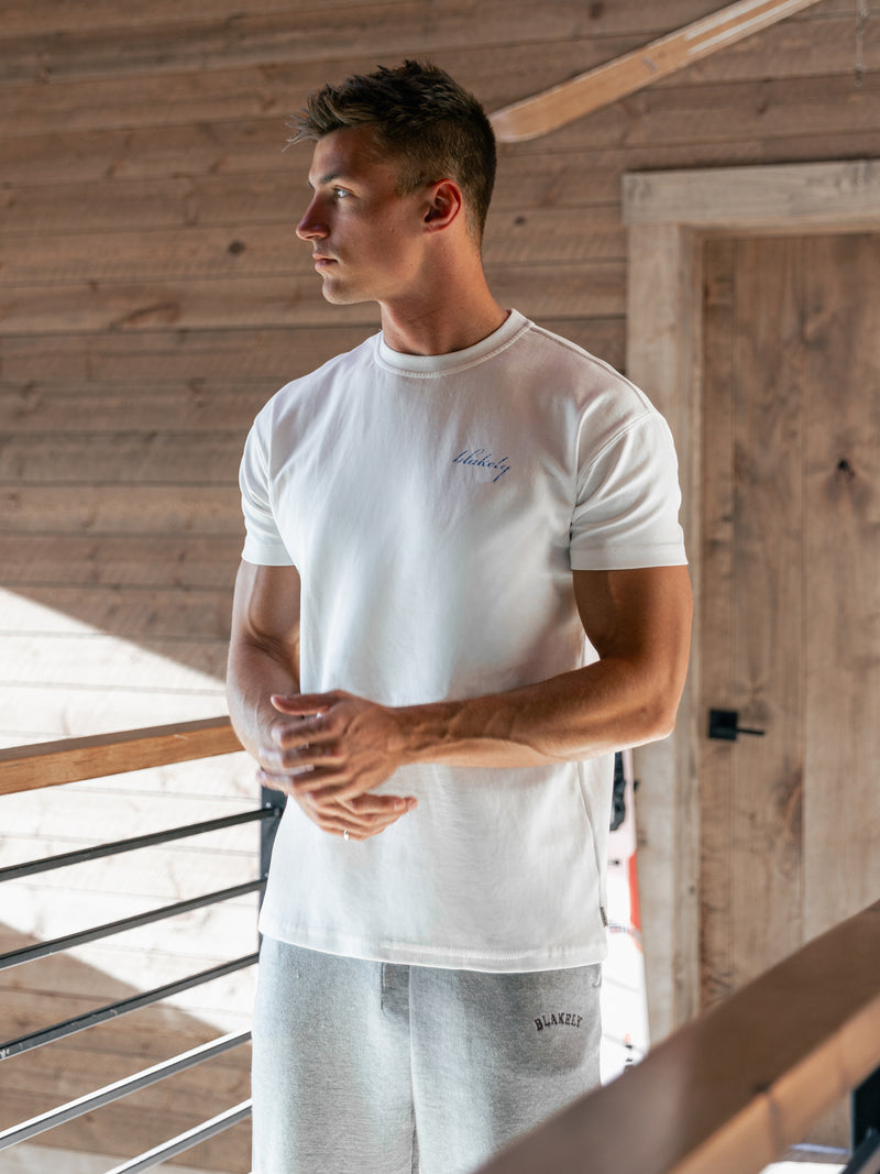 Sonny Relaxed T-Shirt - White & Bright Blue