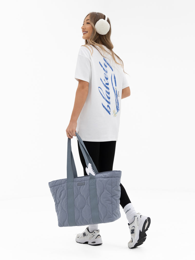 Sloane Oversized T-Shirt - White & Bright Blue