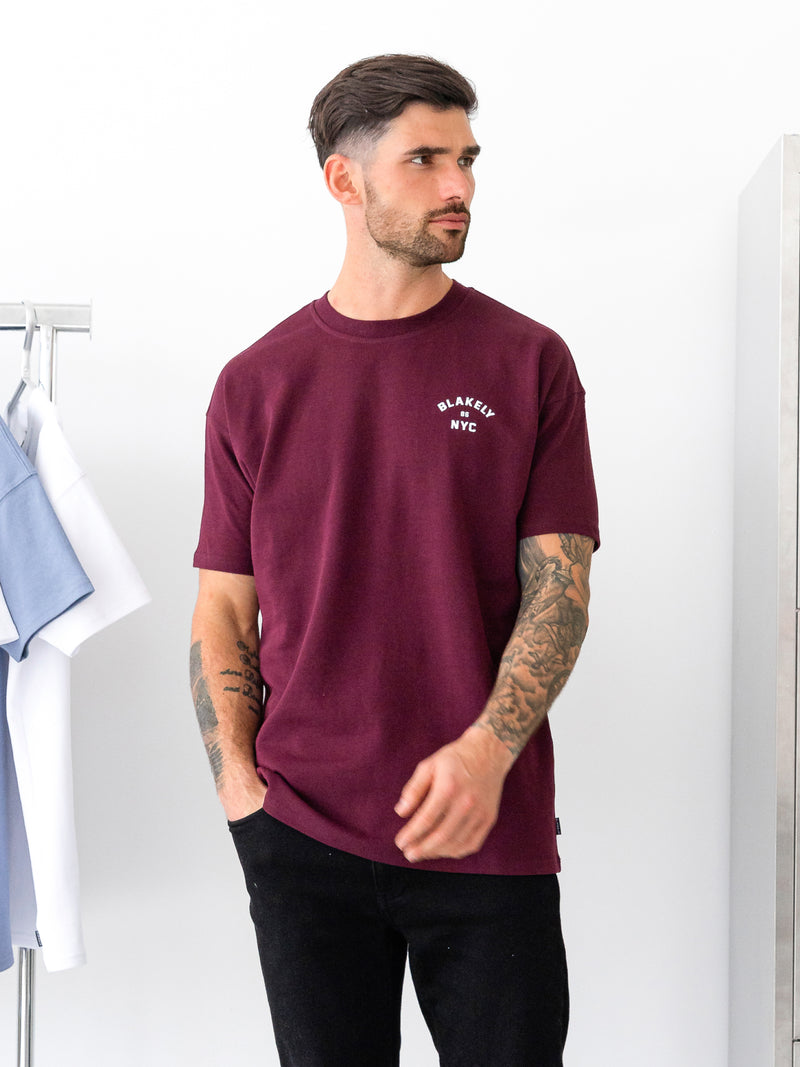 NYC Relaxed T-Shirt - Dark Burgundy