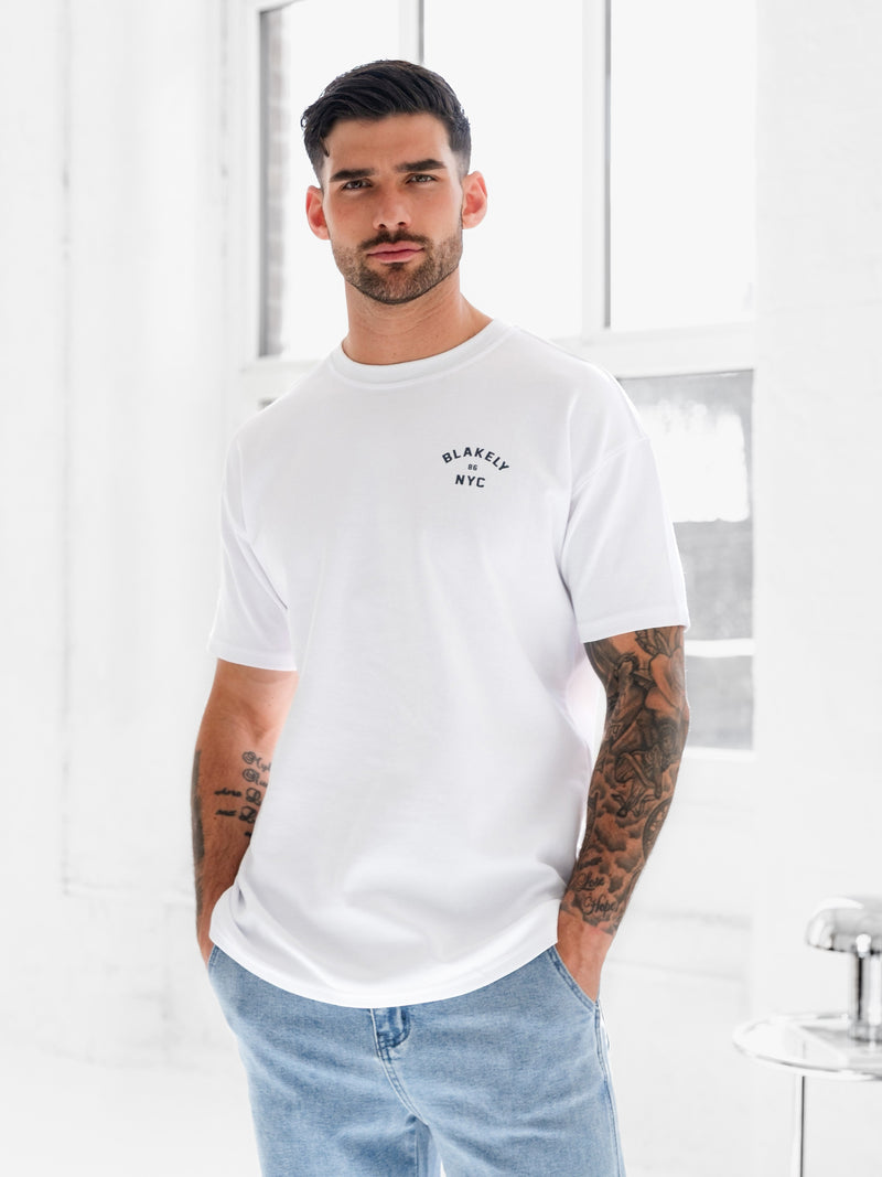 NYC Relaxed T-Shirt - White & True Navy