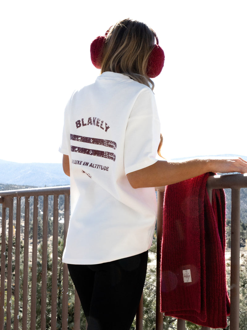 Sloane Ski Oversized T-Shirt - White & Bright Red