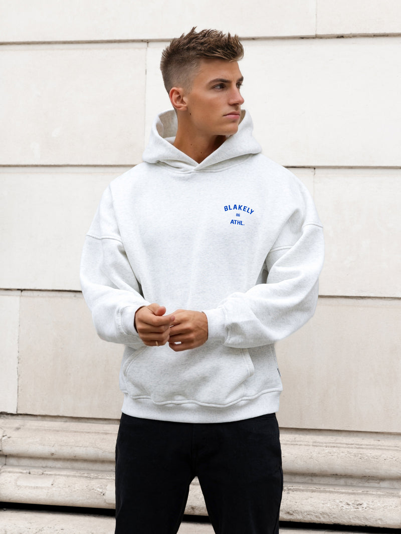 Niko Relaxed Hoodie - Marl White & Cobalt
