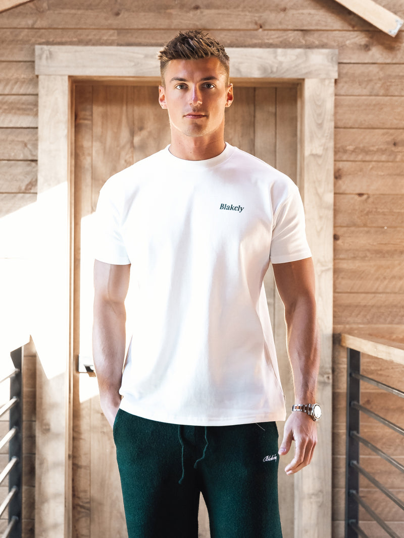 Halden Relaxed T-Shirt - Flat White & Dark Green