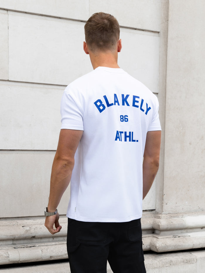 Niko Relaxed T-Shirt - White & Cobalt Blue