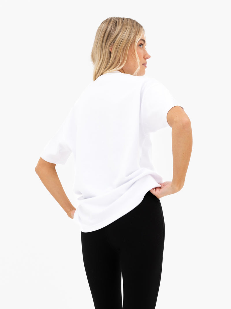 Lila Oversized T-Shirt - White & Neon Pink