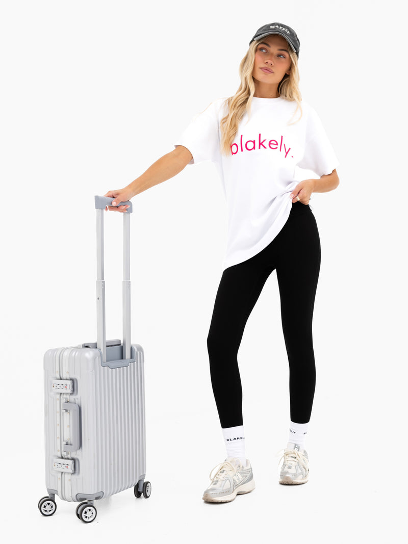 Lila Oversized T-Shirt - White & Neon Pink